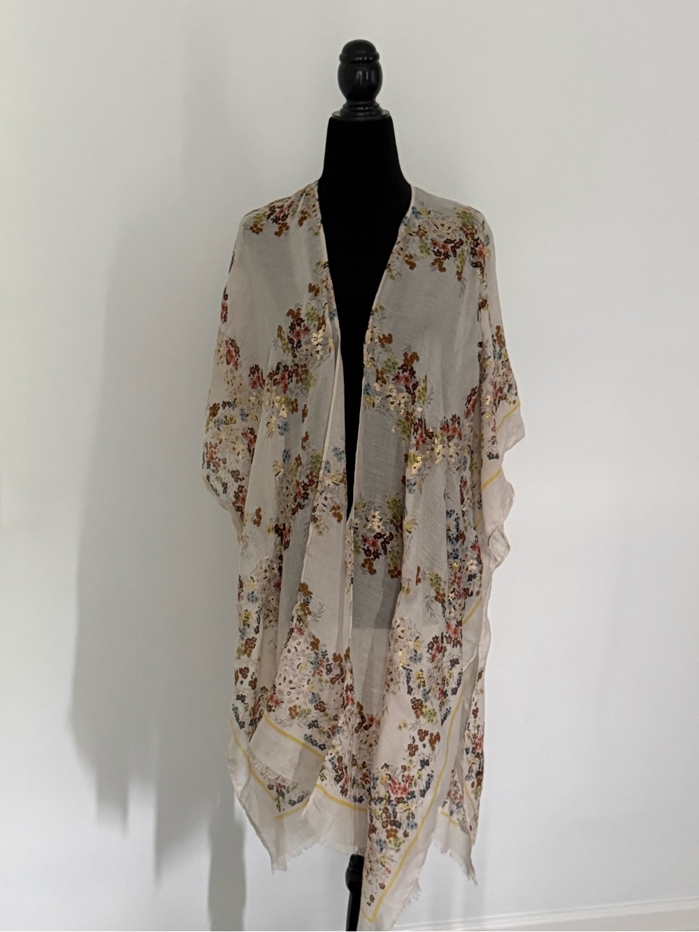 Cover-Up in Ivory with Multicolor Flowers